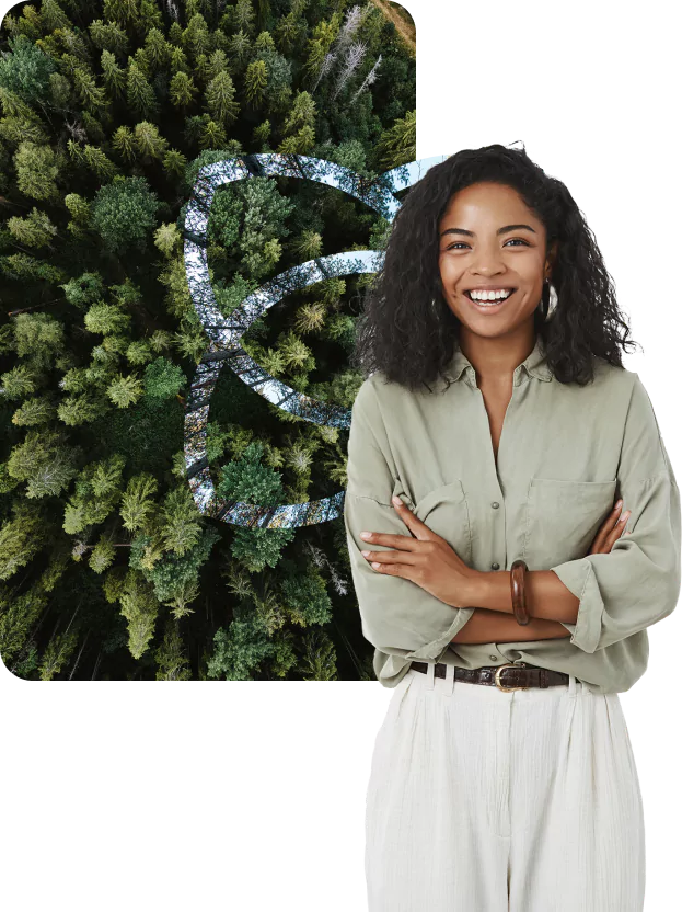 imagem de fundo com pessoa em frente a marca estema